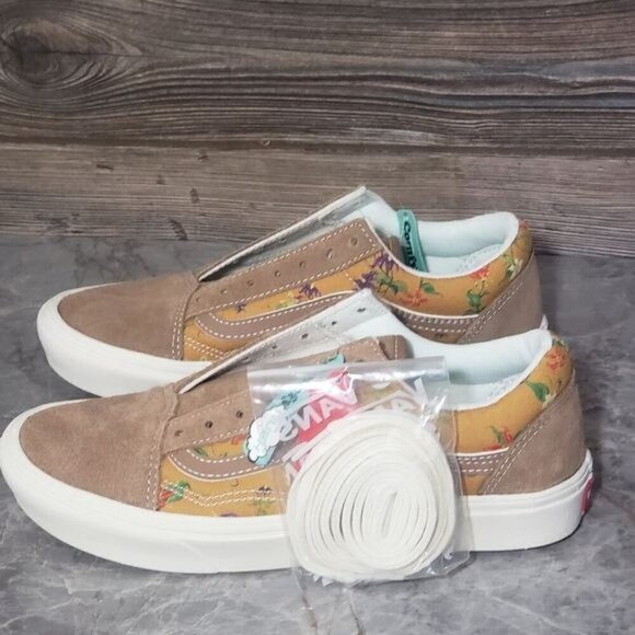 New Comfycrush Old Skool Fatal Floral Golden Brown Sneakers - Picture 7 of 10